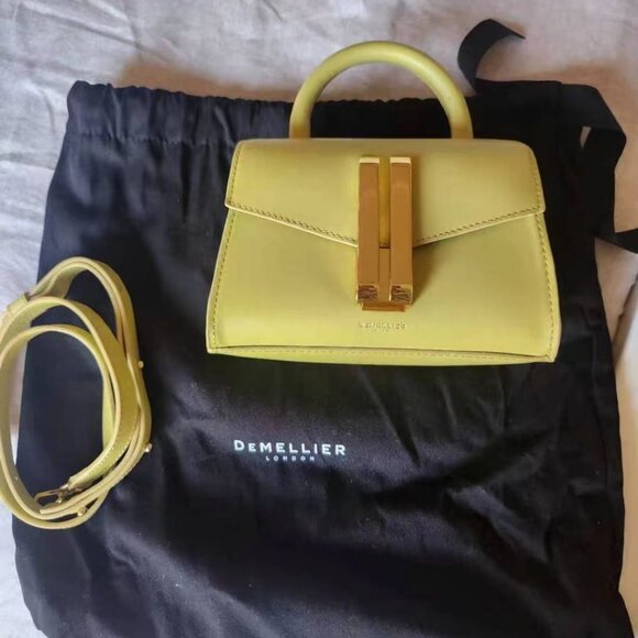 DeMellier Bright Yellow Leather Tote Bag - Nano Montreal Collection - Picture 1 of 5